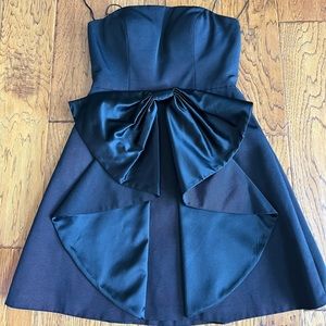 Aidan Mattox black strapless dress with bow in front